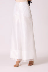Organza Wide Leg Pants - White